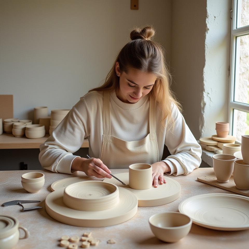Aoi Ceramic Creations artist working in the studio